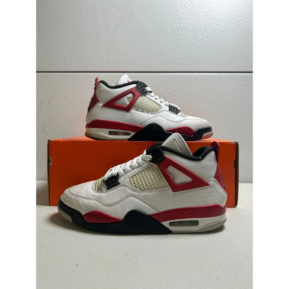Air Jordan 4 Retro Red Cement White Fire Red Black 8.5m #2798